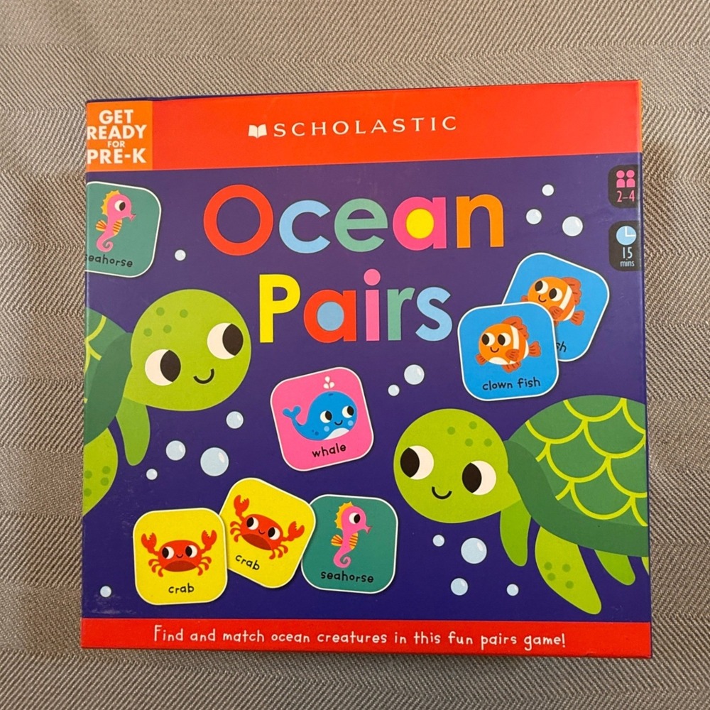 Scholastic Ocean Pair Matching Game Early Learners Pre-K 28 Tiles New Sealed 282